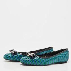 Pre Owned Salvatore Ferragamo Multicolor Patent Leather  Vara Bow Ballet Flats Size 38.5