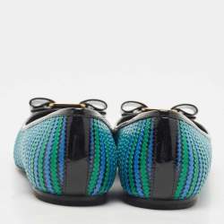 Pre Owned Salvatore Ferragamo Multicolor Patent Leather  Vara Bow Ballet Flats Size 38.5