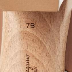 Pre Owned Salvatore Ferragamo Brown Leather Criss Cross Block Heel Clog Slides Size 37.5