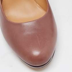 Pre Owned Salvatore Ferragamo Brown Leather Platform Pumps Size 37