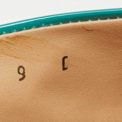 Pre Owned Salvatore Ferragamo Turquoise Patent Leather Varina Ballet Flats Size 39.5