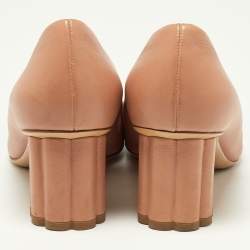 Pre Owned Salvatore Ferragamo Dusty Pink Leather Capua Block Heel Pumps Size 38