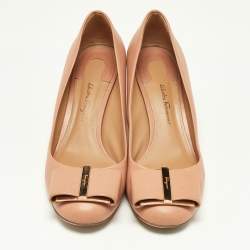 Pre Owned Salvatore Ferragamo Dusty Pink Leather Capua Block Heel Pumps Size 38