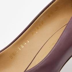 Pre Owned Salvatore Ferragamo Purple Leather Vara Bow Peep Toe Platform Pumps Size 37