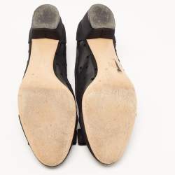 Pre Owned Salvatore Ferragamo Black Mesh Vara Bow Pumps Size 39.5