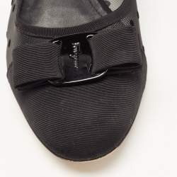 Pre Owned Salvatore Ferragamo Black Mesh Vara Bow Pumps Size 39.5