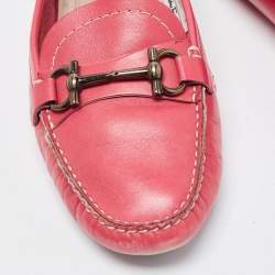 Salvatore Ferragamo Pink Leather Gancini Bit Loafers Size 39