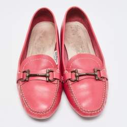 Salvatore Ferragamo Pink Leather Gancini Bit Loafers Size 39