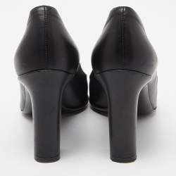 Salvatore Ferragamo Black Leather Bow Block Heel Pumps Size 37