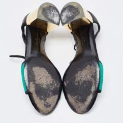 Salvatore Ferragamo Tricolor Suede and Lizard Ankle Tie Sandals Size 37