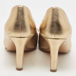 Pre Owned Salvatore Ferragamo Gold Leather Pumps Size 35.5