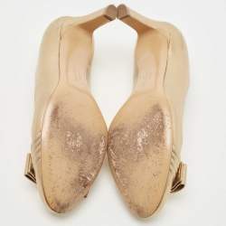 Pre Owned Salvatore Ferragamo Gold Leather Pumps Size 35.5