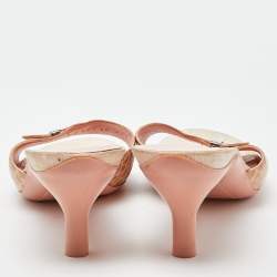 Pre Owned Salvatore Ferragamo Pink Croc Embossed Leather Slide Sandals Size 40.5