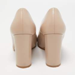 Pre Owned Salvatore Ferragamo Beige Leather Lola Pumps Size 40.5