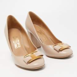 Pre Owned Salvatore Ferragamo Beige Leather Lola Pumps Size 40.5