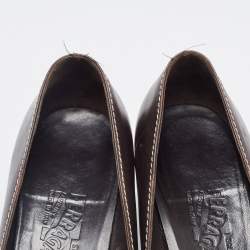 Salvatore Ferragamo Brown Leather Square Toe Pumps Size 38