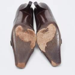 Salvatore Ferragamo Brown Leather Square Toe Pumps Size 38