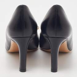 Pre Owned Salvatore Ferragamo Black Leather Lola Pumps Size 37.5