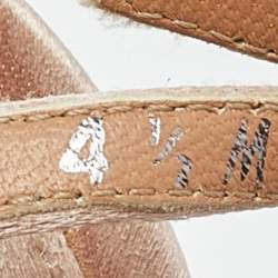 Pre Owned Salvatore Ferragamo Beige Satin Ankle Strap Platform Sandals Size 35