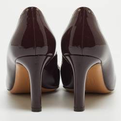 Pre Owned Salvatore Ferragamo Burgundy Patent Leather Fringe Detail Pumps Size 37.5