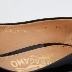 Pre Owned Salvatore Ferragamo Black Patent Leather Vara Bow Peep Toe Pumps Size 39