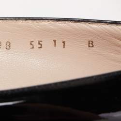 Pre Owned Salvatore Ferragamo Black Patent Leather Wedge Pumps Size 41.5