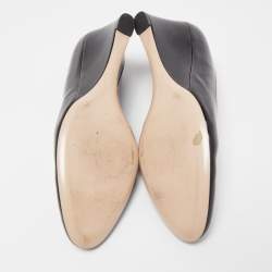 Pre Owned Salvatore Ferragamo Black Patent Leather Wedge Pumps Size 41.5