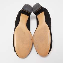 Pre Owned Salvatore Ferragamo Black Suede Detail Pumps Size 40 