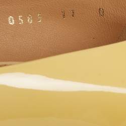 Pre Owned Salvatore Ferragamo Yellow Patent Leather Vara Bow Platform Pumps Size 41.5