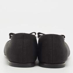 مملوكة مسبقًا Salvatore Ferragamo Black Canvas Varina Ballet Flats Size 37.5