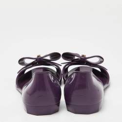 Salvatore Ferragamo Purple Jelly Barbados Bow Ballet Flats Size 35.5