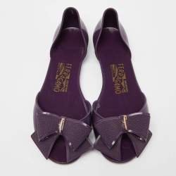 Salvatore Ferragamo Purple Jelly Barbados Bow Ballet Flats Size 35.5