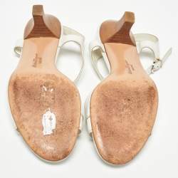 Salvatore Ferragamo White Leather Ankle Strap Sandals Size 39
