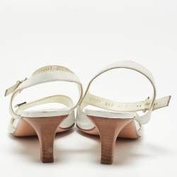 Pre Owned Salvatore Ferragamo White Leather Ankle Strap Sandals Size 39