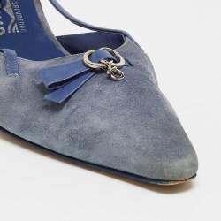 Pre Owned Salvatore Ferragamo Blue Suede and Leather Slingback Pumps Size 39