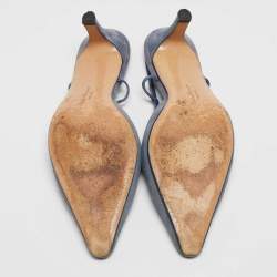 Pre Owned Salvatore Ferragamo Blue Suede and Leather Slingback Pumps Size 39
