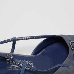 Pre Owned Salvatore Ferragamo Blue Suede and Leather Slingback Pumps Size 39