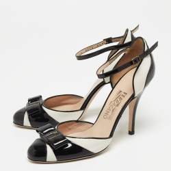 Pre Owned Salvatore Ferragamo Black Patent Leather Vara Bow D'orsay Pumps Size 39