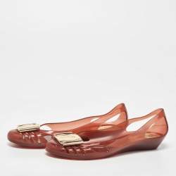 Salvatore Ferragamo Brown Jelly Bermuda Flats Size 36.5 