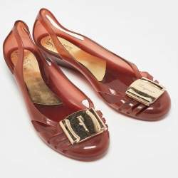 Salvatore Ferragamo Brown Jelly Bermuda Flats Size 36.5 