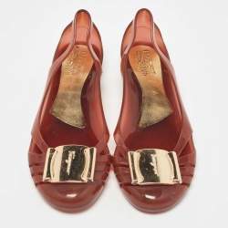 Salvatore Ferragamo Brown Jelly Bermuda Flats Size 36.5 