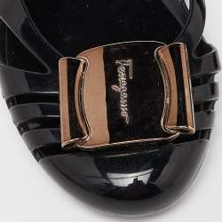 Pre Owned Salvatore Ferragamo Black Jelly Bermuda Ballet Flats Size 37.5