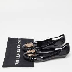Pre Owned Salvatore Ferragamo Black Jelly Bermuda Ballet Flats Size 37.5