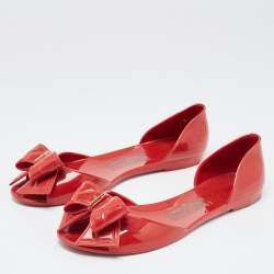 Pre Owned Salvatore Ferragamo Red Jelly Ballet Flats Size 38.5