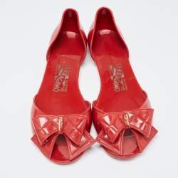 Pre Owned Salvatore Ferragamo Red Jelly Ballet Flats Size 38.5