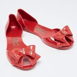 Pre Owned Salvatore Ferragamo Red Jelly Ballet Flats Size 38.5
