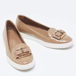 Pre Owned Salvatore Ferragamo Brown Leather Pelagie Ballet Flats Size 36