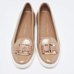 Pre Owned Salvatore Ferragamo Brown Leather Pelagie Ballet Flats Size 36