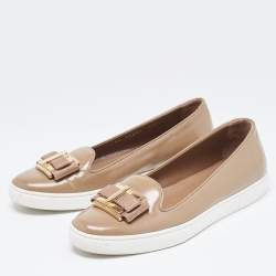 Pre Owned Salvatore Ferragamo Brown Leather Pelagie Ballet Flats Size 36