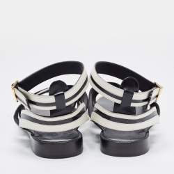 Pre Owned Salvatore Ferragamo Black/White Leather Ankle Strap Sandals Size 40